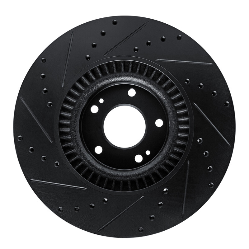 Hyundai Palisade Brake Rotor (1) - Front Right - R1 Concepts - Drilled & Slotted - Black - `20-`25